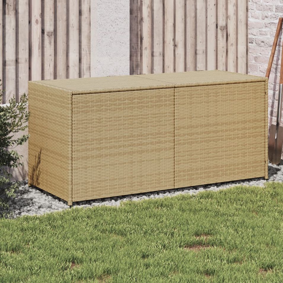 Boîte de rangement de jardin mélange beige 283L résine tressée - Photo n°1