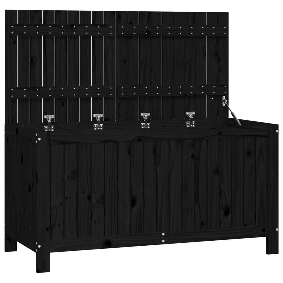 Boîte de rangement de jardin Noir 121x55x64 cm Bois massif pin - Photo n°1