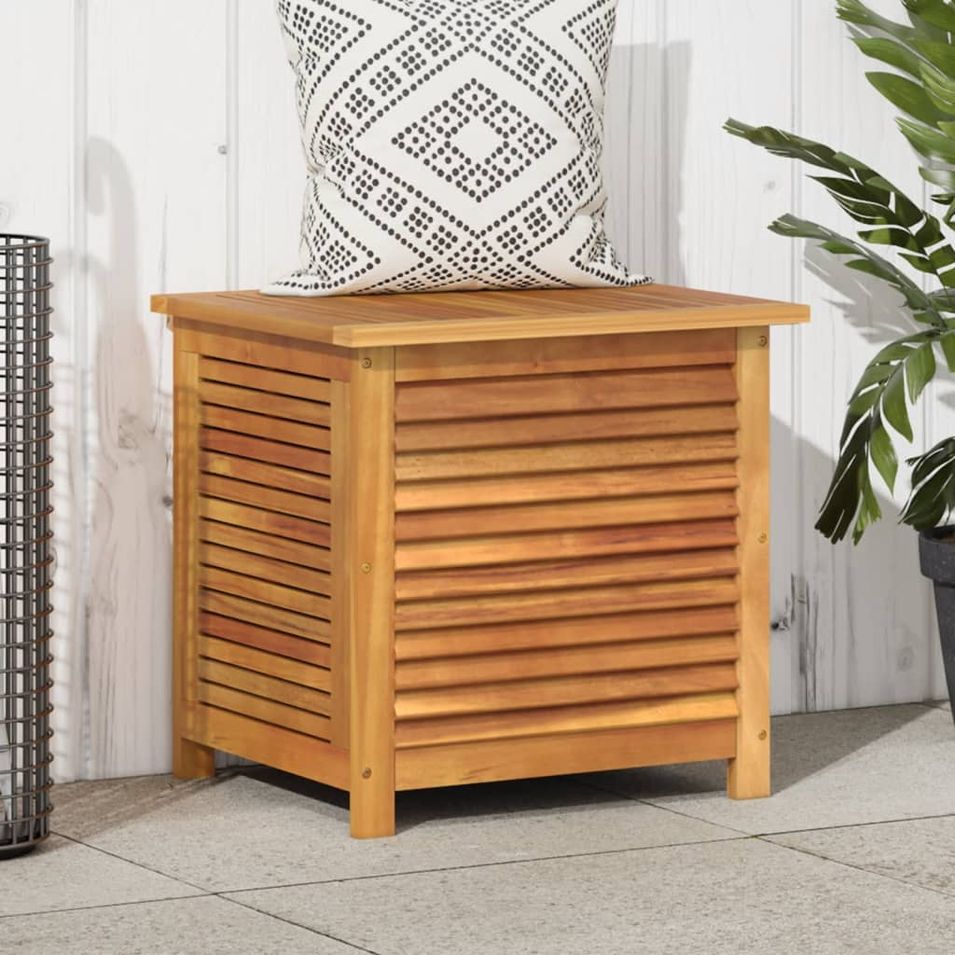 Boîte de rangement de jardin persiennes 60x50x56cm bois acacia - Photo n°1