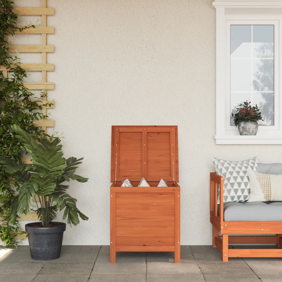 Boîte de rangement jardin marron 50x49x56,5cm bois massif sapin - Photo n°1