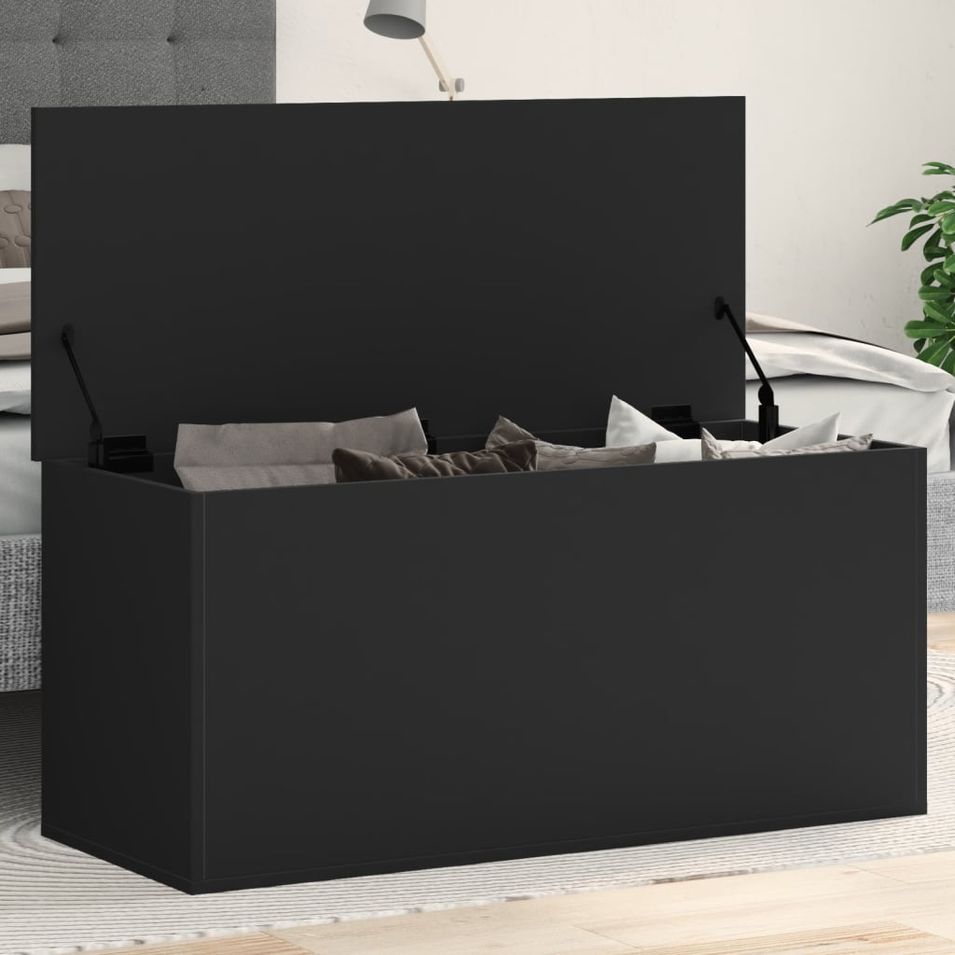 Boîte de rangement noir 100x42x46 cm bois d'ingénierie - Photo n°1