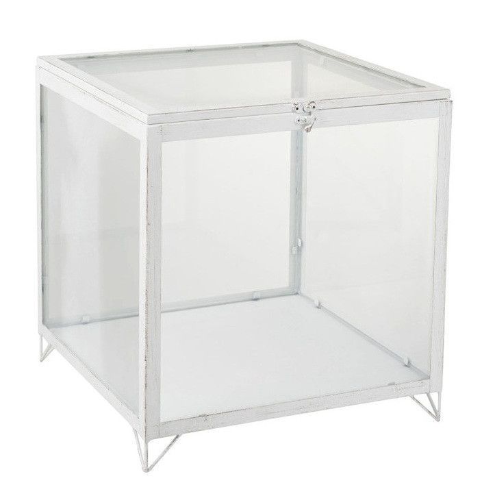 Boîte de rangement verre et métal blanc Narsh - Photo n°1