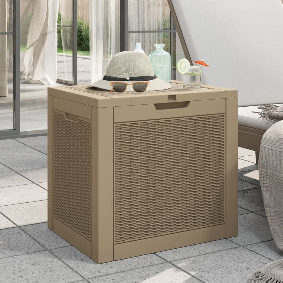 Boîte de stockage de jardin marron clair 55,5x43x53 cm PP - Photo n°1