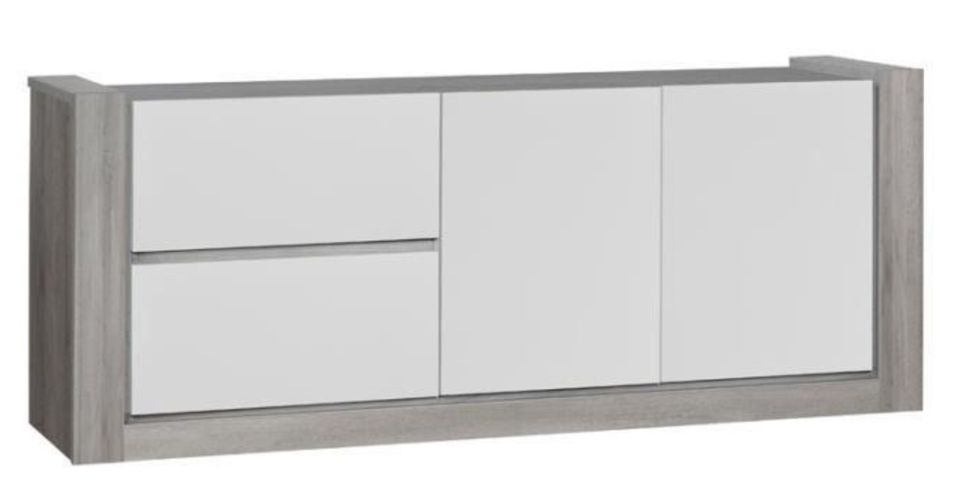 Buffet 2 portes 2 tiroirs Gris et Blanc laqué mat Kayen - Photo n°1