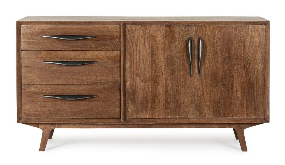 Buffet 2 portes 3 tiroirs KAMY 152 cm - Bois de manguier marron - Photo n°1