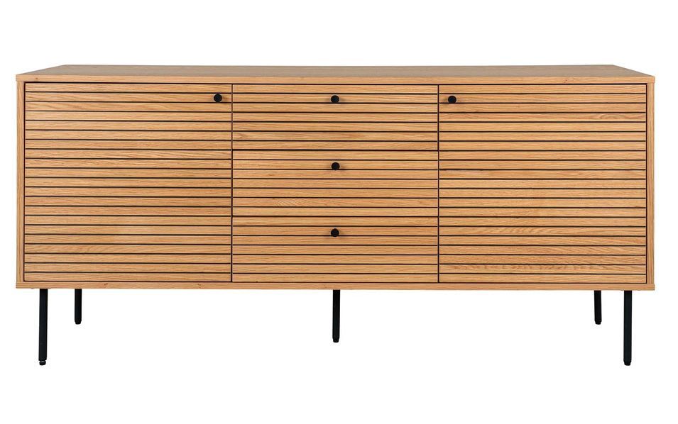 Buffet 2 portes 3 tiroirs KYOTO – Chêne & métal noir - Photo n°1