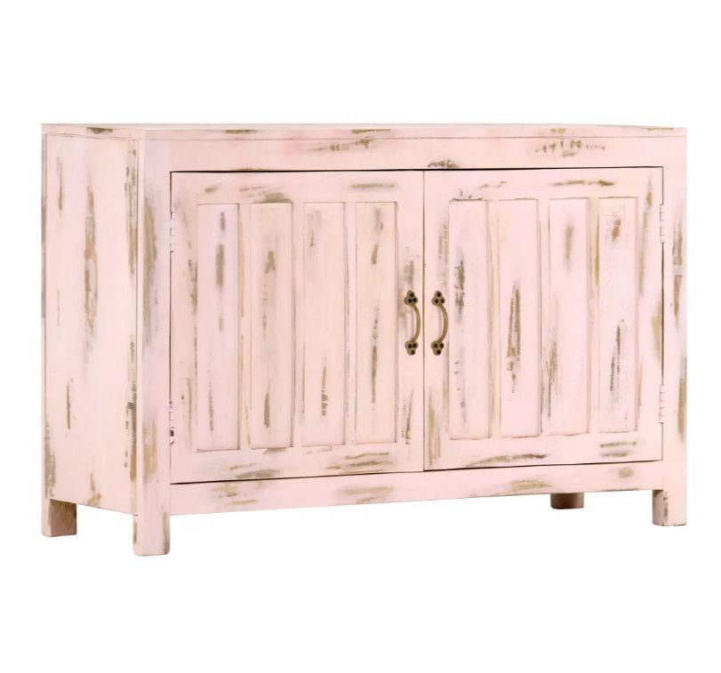 Buffet 2 portes manguier massif rose pâle Caree - Photo n°1