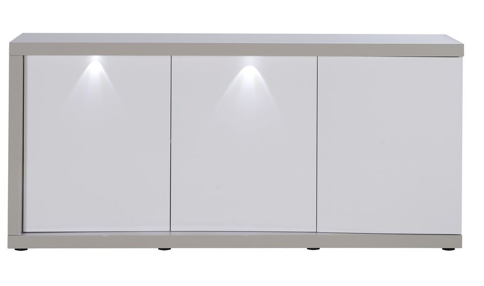 Buffet 3 portes blanc brillant et gris galet Kido - Photo n°1