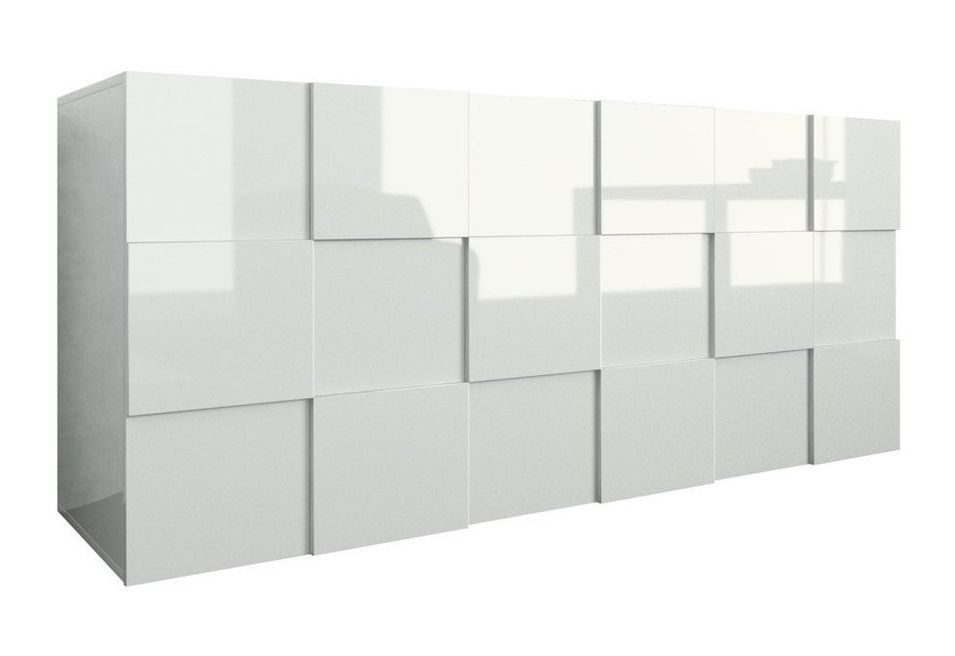 Buffet 3 portes bois laqué blanc brillant Namob L 180 cm - Photo n°1