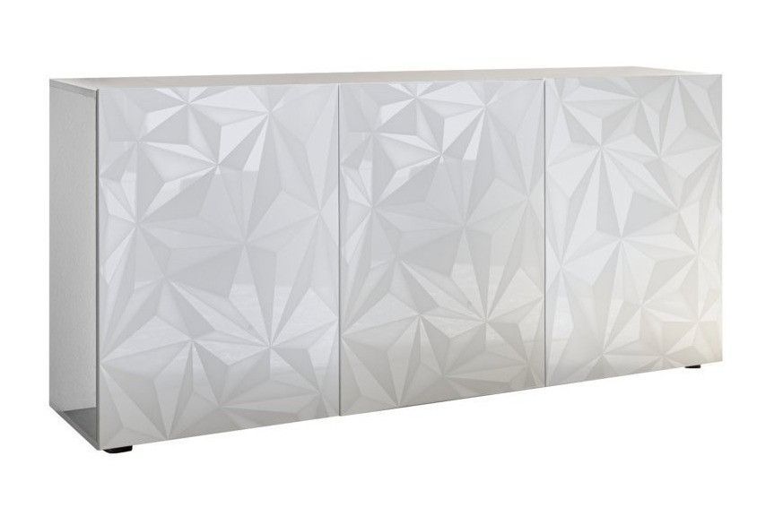 Buffet 3 portes bois laqué blanc brillant Pagar L 180 cm - Photo n°1
