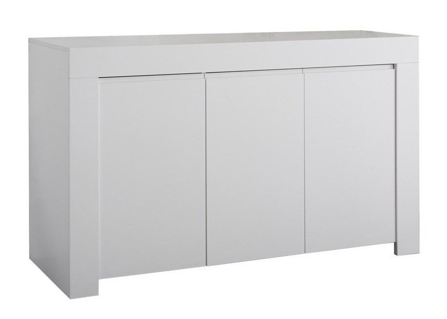 Buffet 3 portes bois laqué blanc mat Napan L 138 cm - Photo n°1