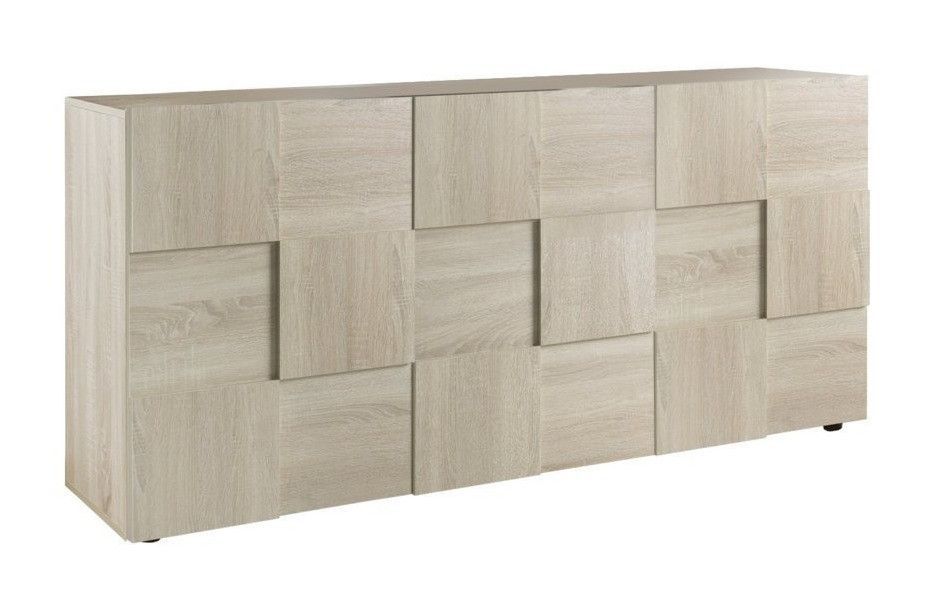 Buffet 3 portes bois mélaminé chêne clair Namob L 180 cm - Photo n°1