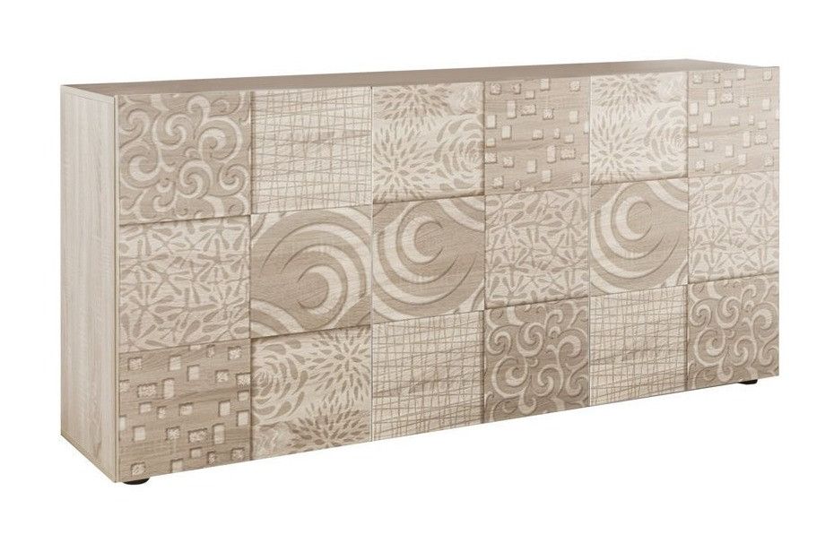 Buffet 3 portes bois mélaminé chêne clair Zebre L 180 cm - Photo n°1