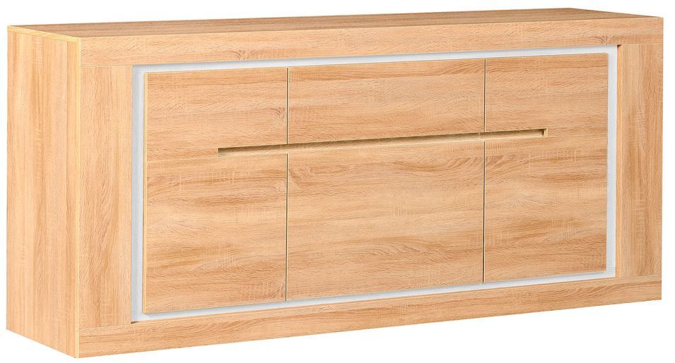 Buffet 3 portes chêne clair éclairage leds Season - Photo n°1