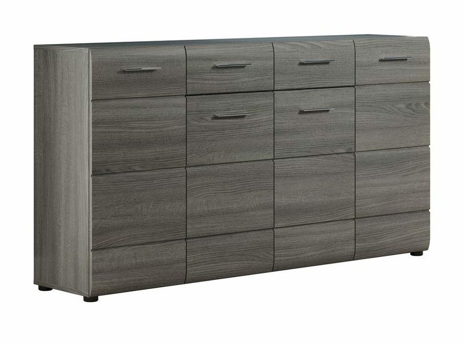 Buffet 4 portes 2 tiroirs mélaminé gris Lorea L 160 cm - Photo n°1