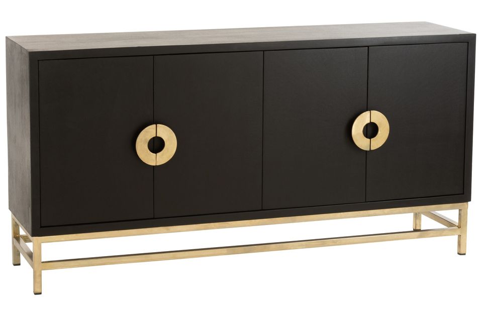 Buffet 4 portes bois de manguier noir Nirode L 160 cm - Photo n°1
