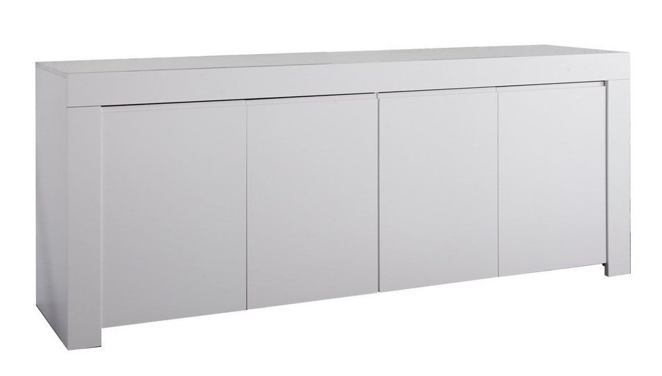 Buffet 4 portes bois laqué blanc mat Napan L 210 cm - Photo n°1