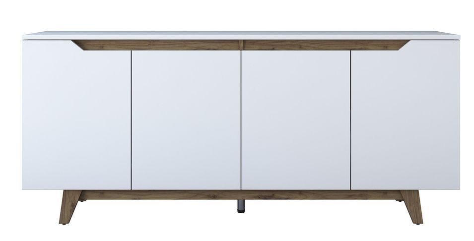 Buffet 4 portes bois noyer et blanc Bouka 180 cm - Photo n°1