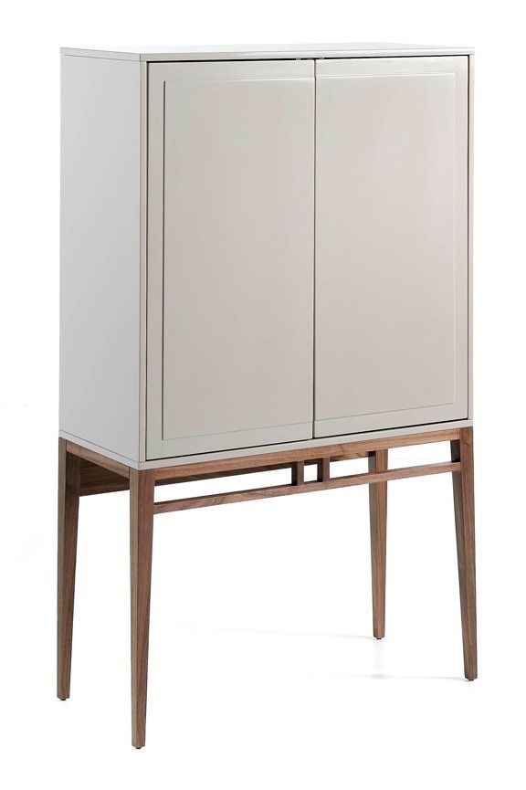 Buffet 4 portes en bois plaqué de de noyer blanc crème Janio - Photo n°1