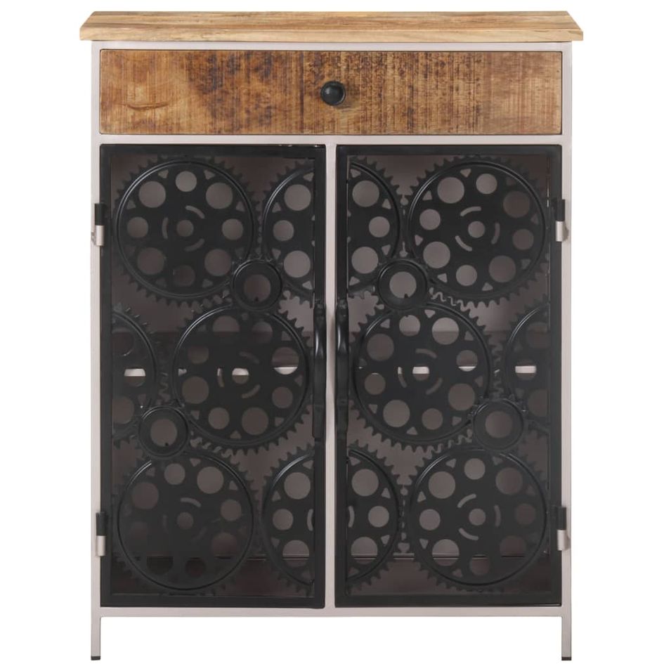 Buffet 60x35x75 cm Bois de manguier brut et fer - Photo n°1