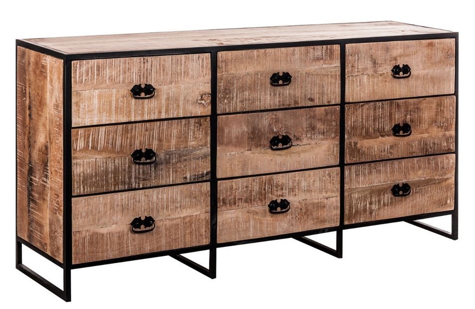 Buffet 9 tiroirs style industriel manguier naturel Monky - Photo n°1