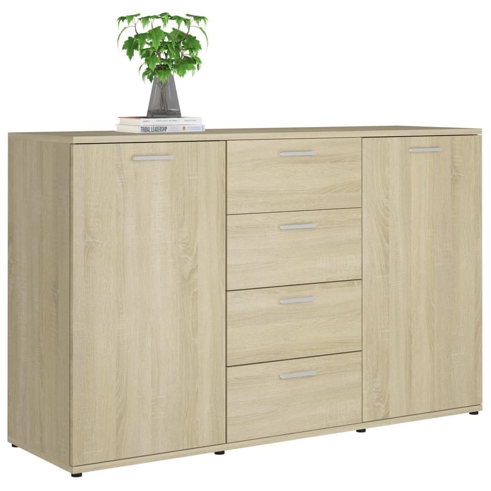 Buffet chênes de Sonoma 2 portes et 4 tiroirs Vendôme 120 cm - Photo n°1
