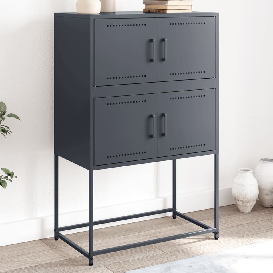 Buffet anthracite 68,5x38,5x107 cm acier - Photo n°1