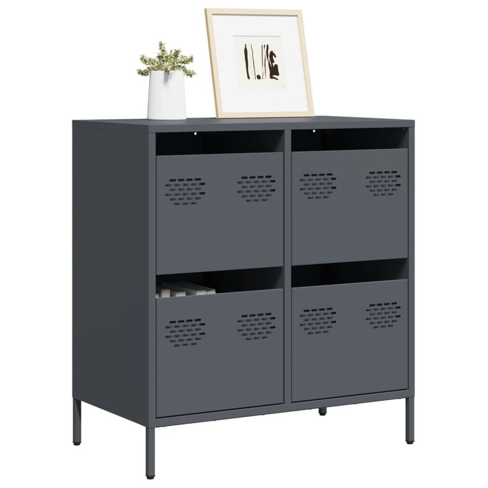 Buffet anthracite 68x39x73,5 cm acier laminé à froid - Photo n°1