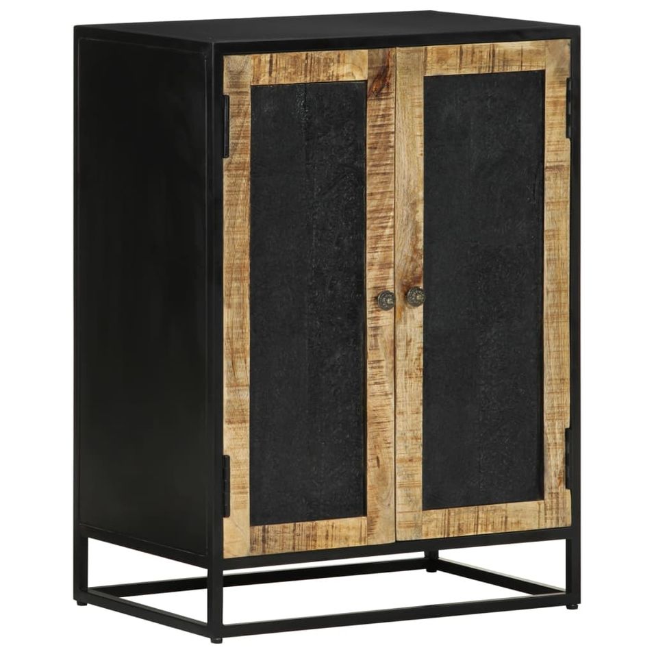 Buffet avec 2 portes 55x35x75 cm bois massif manguier et fer - Photo n°1