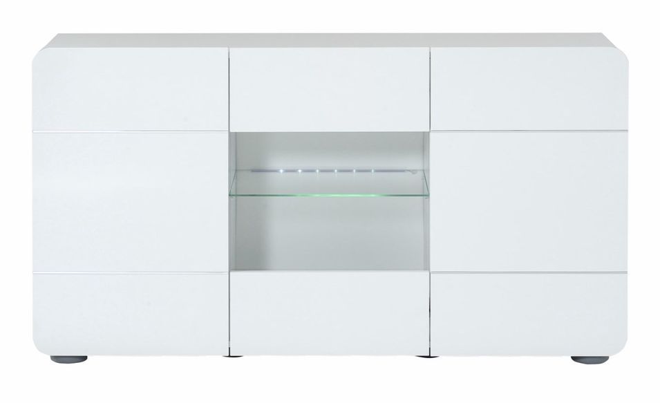 Buffet avec LED 3 portes bois laqué blanc Sanoa 150 - Photo n°1