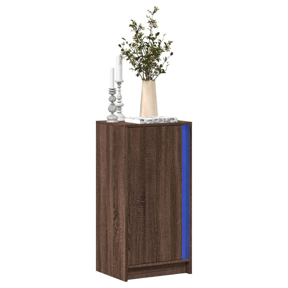 Buffet avec LED chêne marron 42,5x34x85 cm bois d'ingénierie - Photo n°1