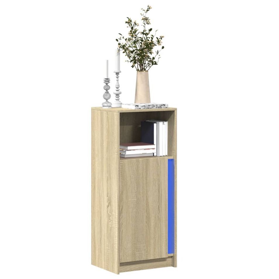 Buffet avec LED chêne sonoma 42,5x34x100 cm bois d'ingénierie - Photo n°1