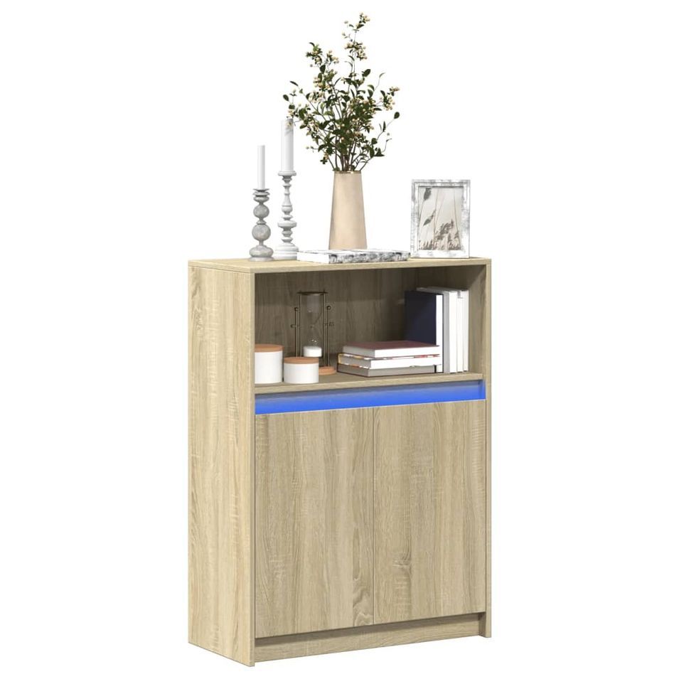 Buffet avec LED chêne sonoma 72x34x100 cm bois d'ingénierie - Photo n°1