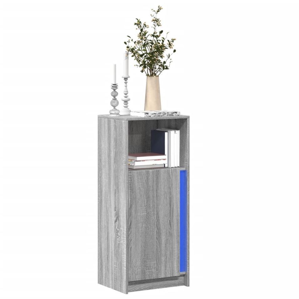 Buffet avec LED sonoma gris 42,5x34x100 cm bois d'ingénierie - Photo n°1