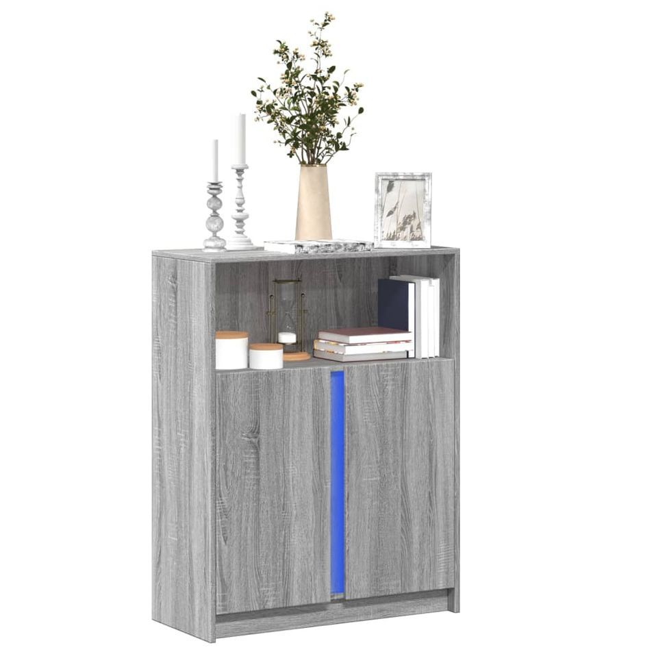 Buffet avec LED sonoma gris 77x34x100 cm bois d'ingénierie - Photo n°1