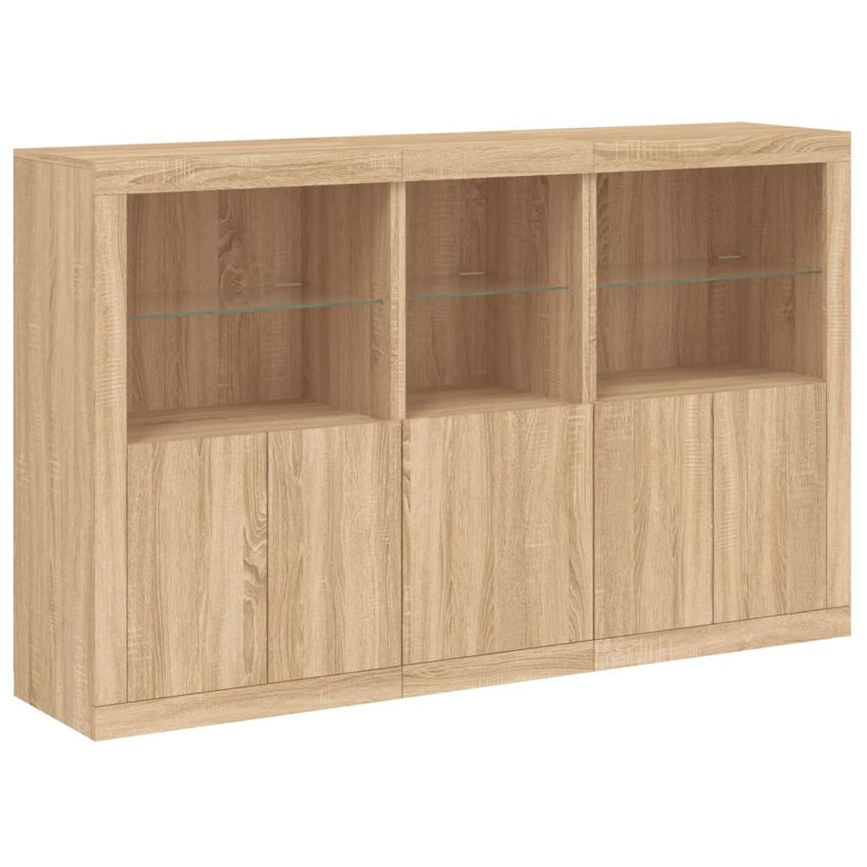 Buffet avec lumières LED chêne sonoma 162x37x100 cm - Photo n°1
