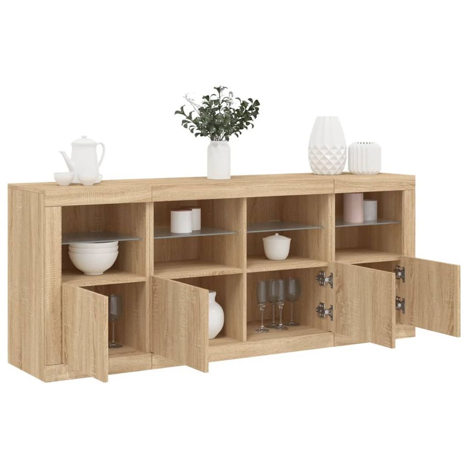 Buffet avec lumières LED chêne sonoma 163x37x67 cm - Photo n°1