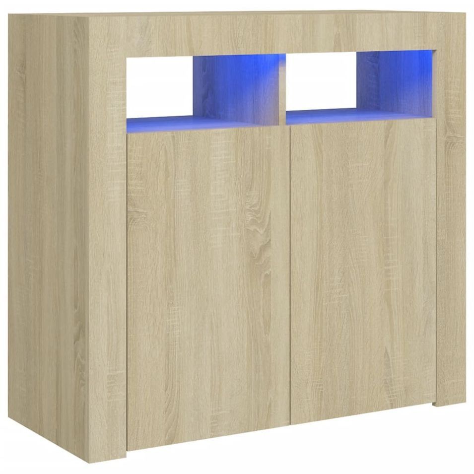 Buffet avec lumières LED Chêne sonoma 80x35x75 cm - Photo n°1