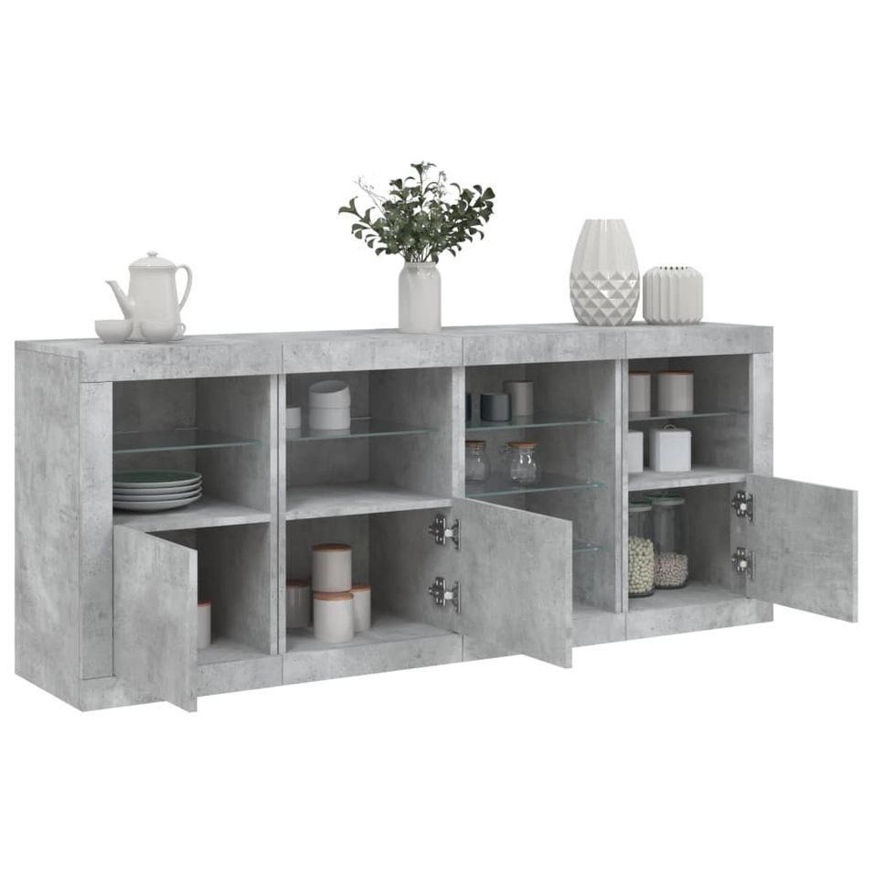 Buffet avec lumières LED gris béton 164x37x67 cm - Photo n°1