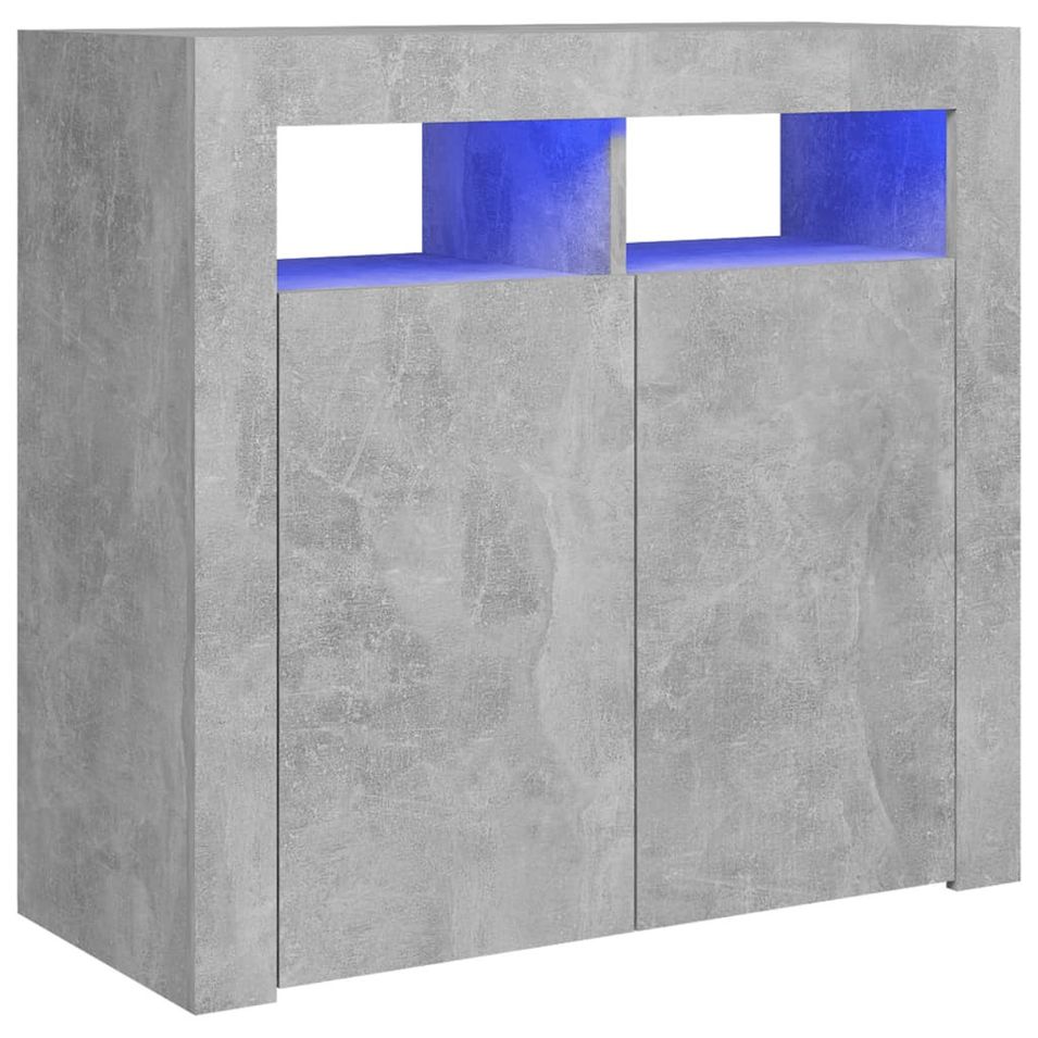 Buffet avec lumières LED Gris béton 80x35x75 cm - Photo n°1
