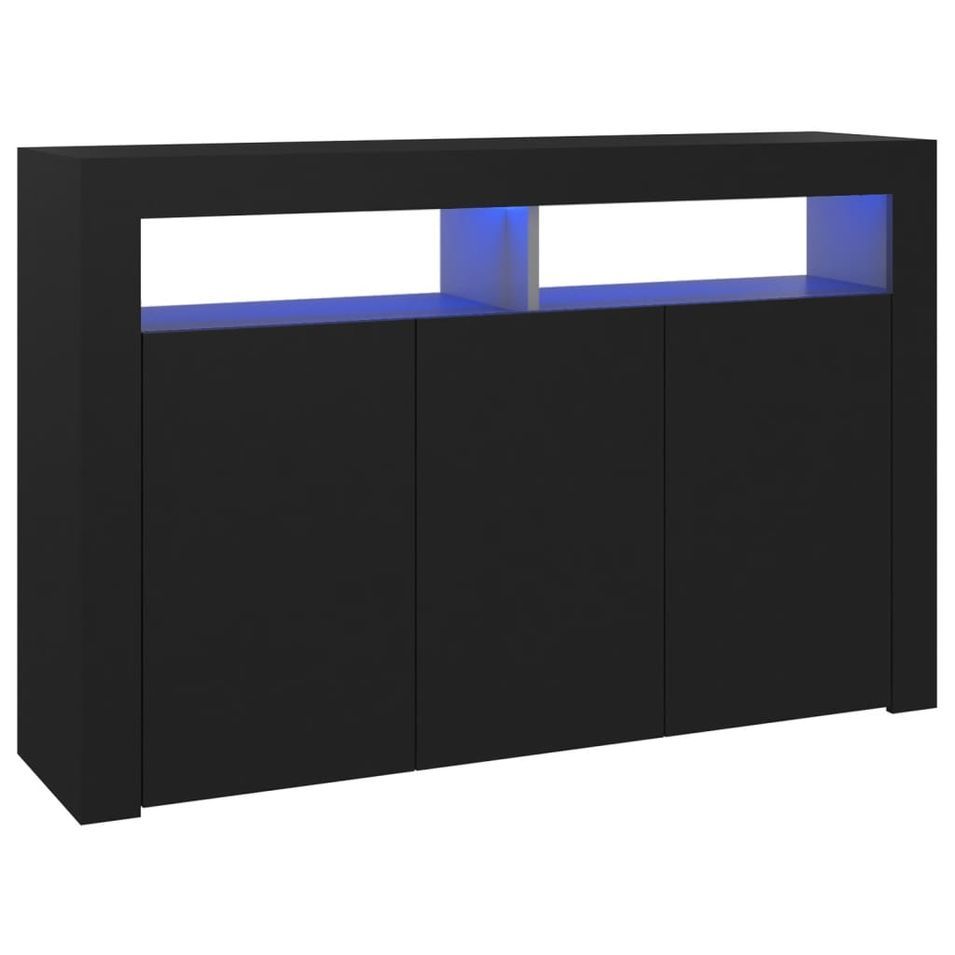 Buffet avec lumières LED Noir 115,5x30x75 cm - Photo n°1