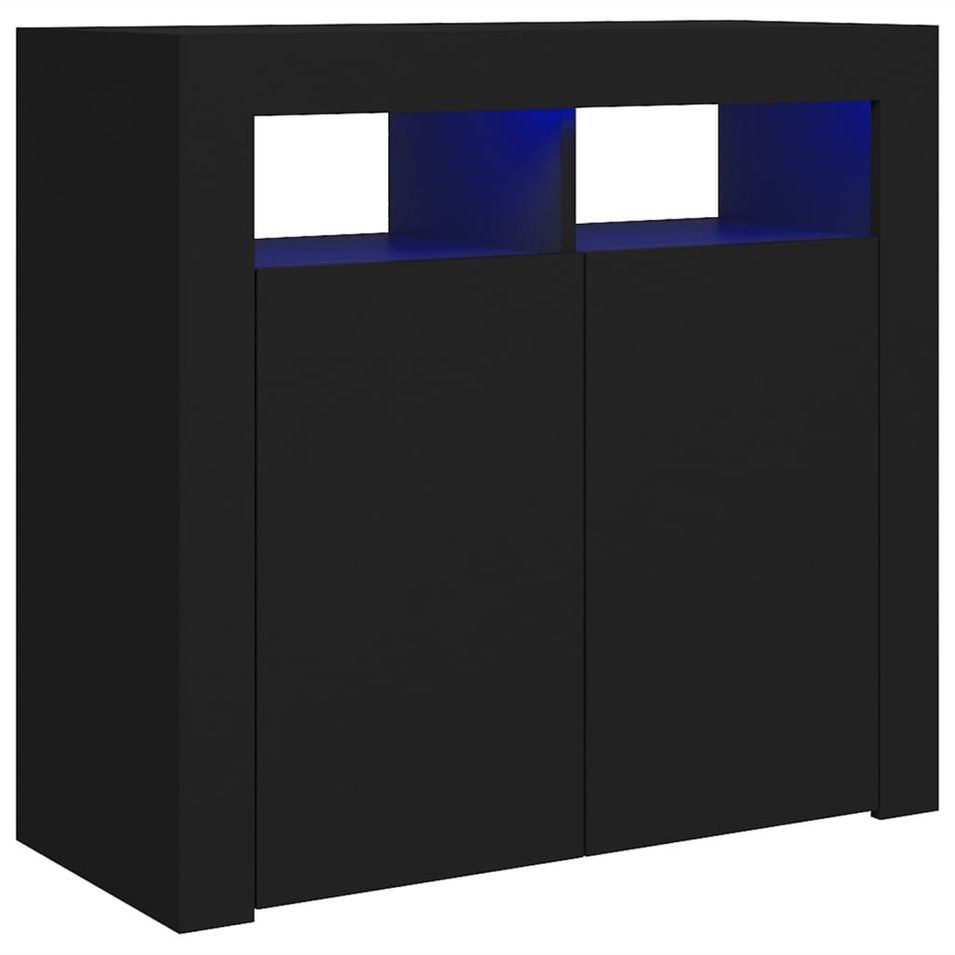 Buffet avec lumières LED Noir 80x35x75 cm - Photo n°1