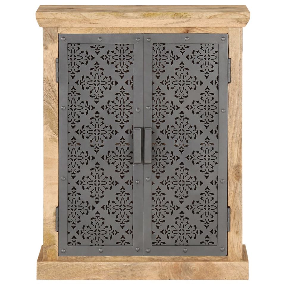 Buffet avec portes en acier 60x35x75 cm Bois de manguier solide - Photo n°1