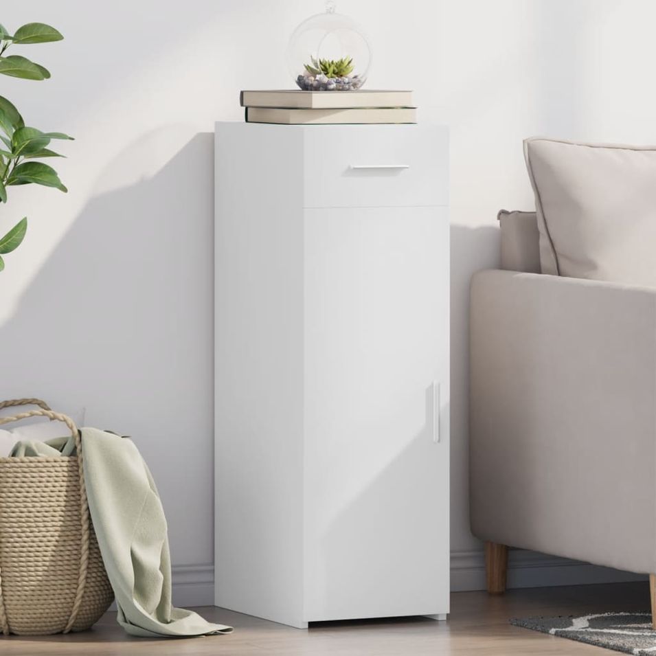 Buffet blanc 30x42,5x93 cm bois d'ingénierie - Photo n°1