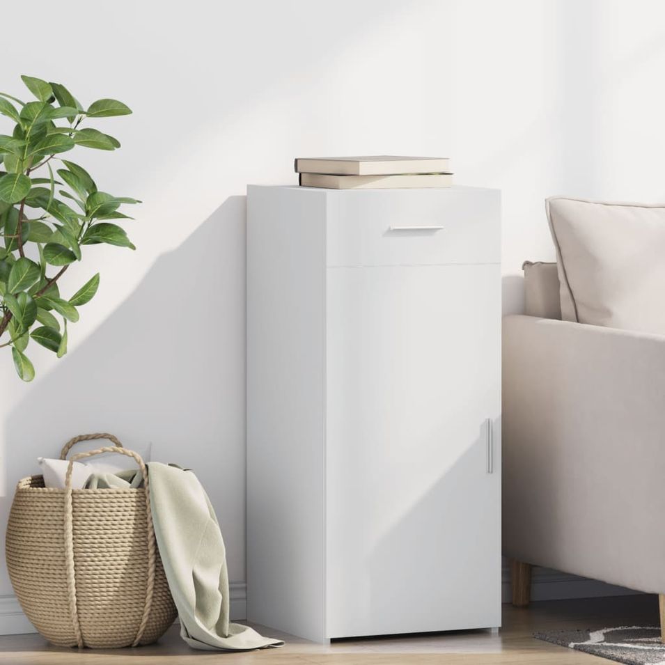 Buffet blanc 40x42,5x93 cm bois d'ingénierie - Photo n°1