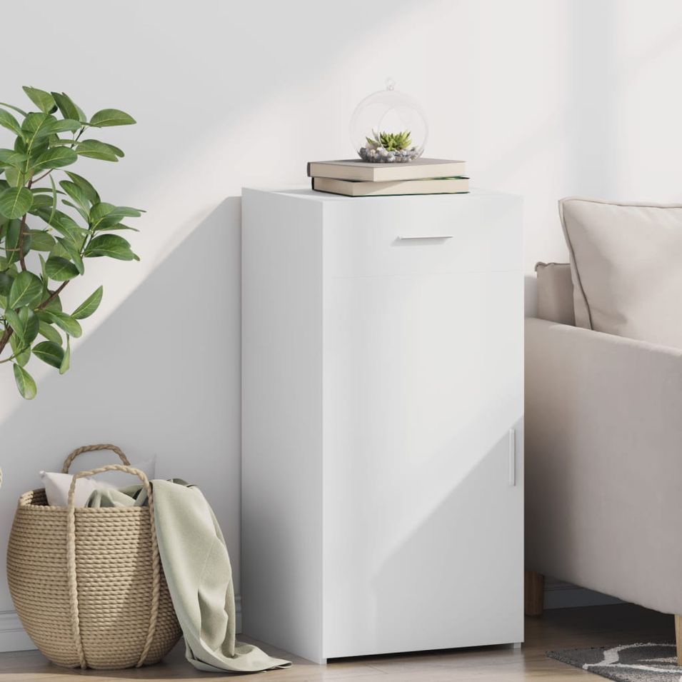 Buffet blanc 45x42,5x93 cm bois d'ingénierie - Photo n°1