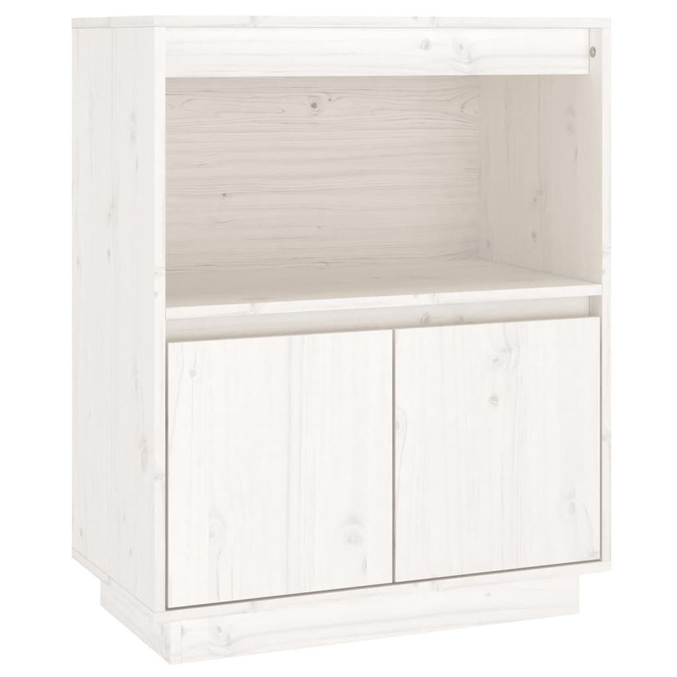 Buffet Blanc 60x34x75 cm Bois massif de pin 2 - Photo n°1