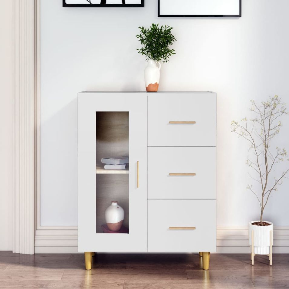 Buffet blanc 69,5x34x90 cm bois d'ingénierie - Photo n°1