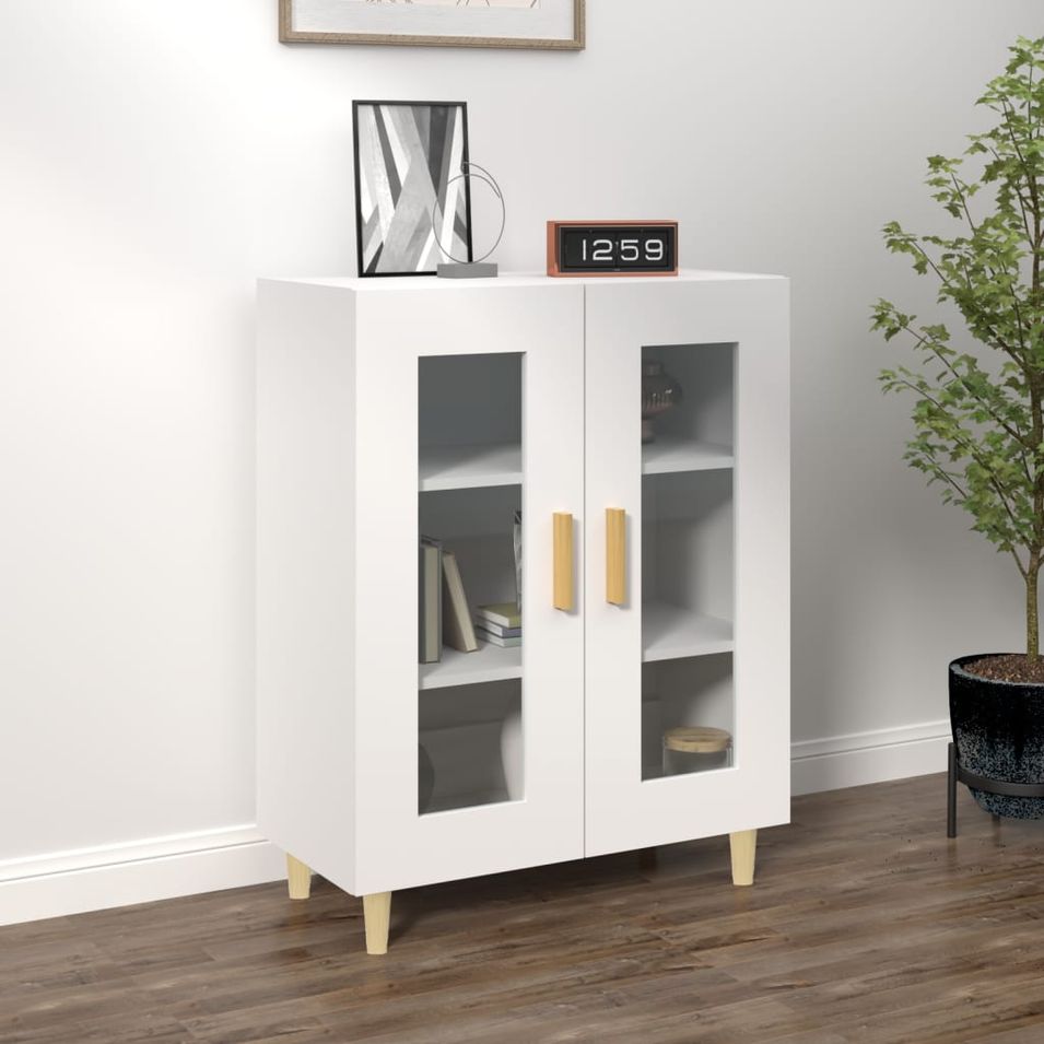Buffet blanc 69,5x34x90 cm bois d'ingénierie - Photo n°1