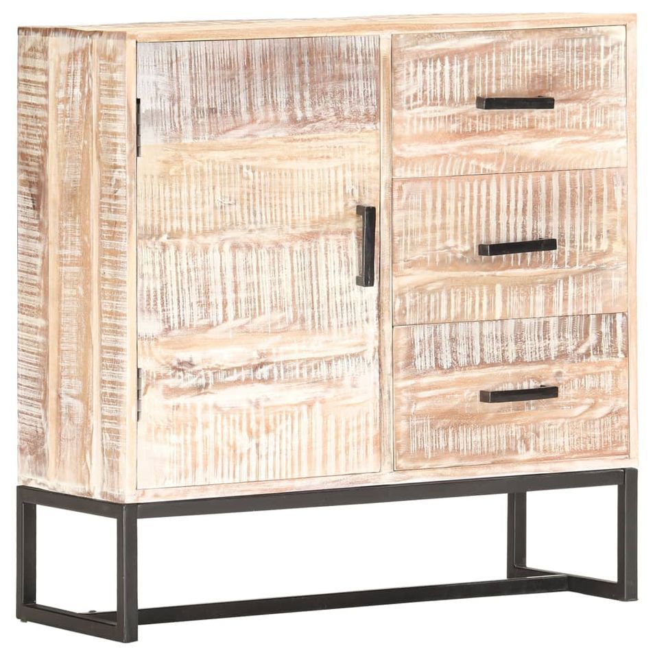 Buffet Blanc 73x30x75 cm Bois d'acacia massif - Photo n°1